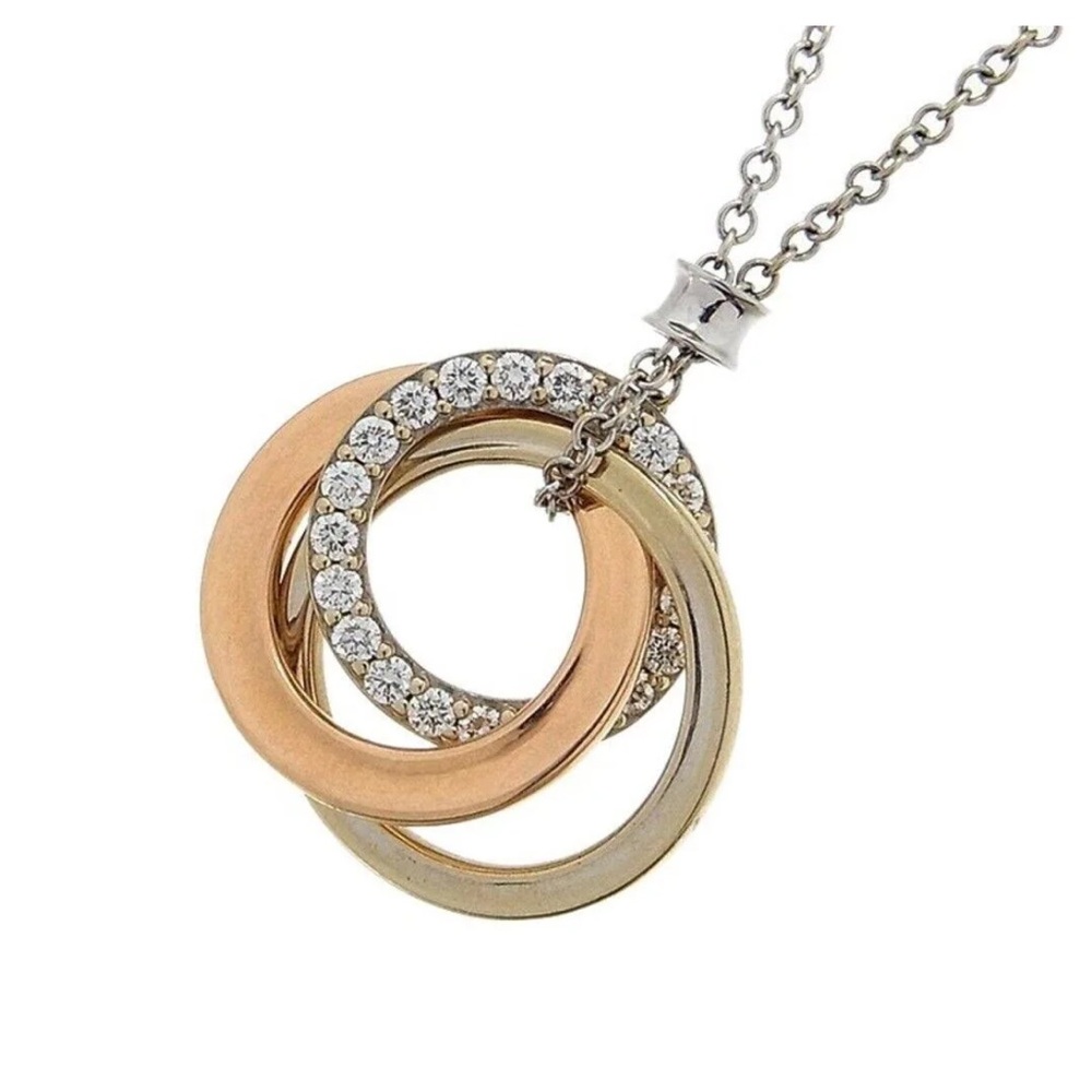 18K Diamond Tiffany 1837 Triple Interlocking Circle Necklace